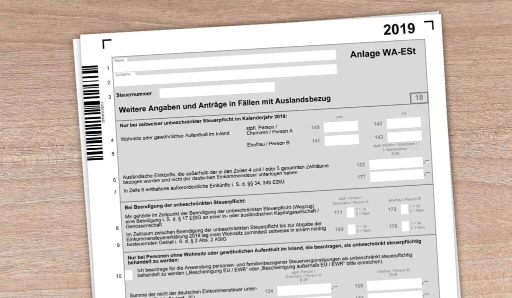Anlage Wa Est Weitere Angaben Und Antrage In Fallen Mit Auslandsbezug Alex Fischer Dusseldorf