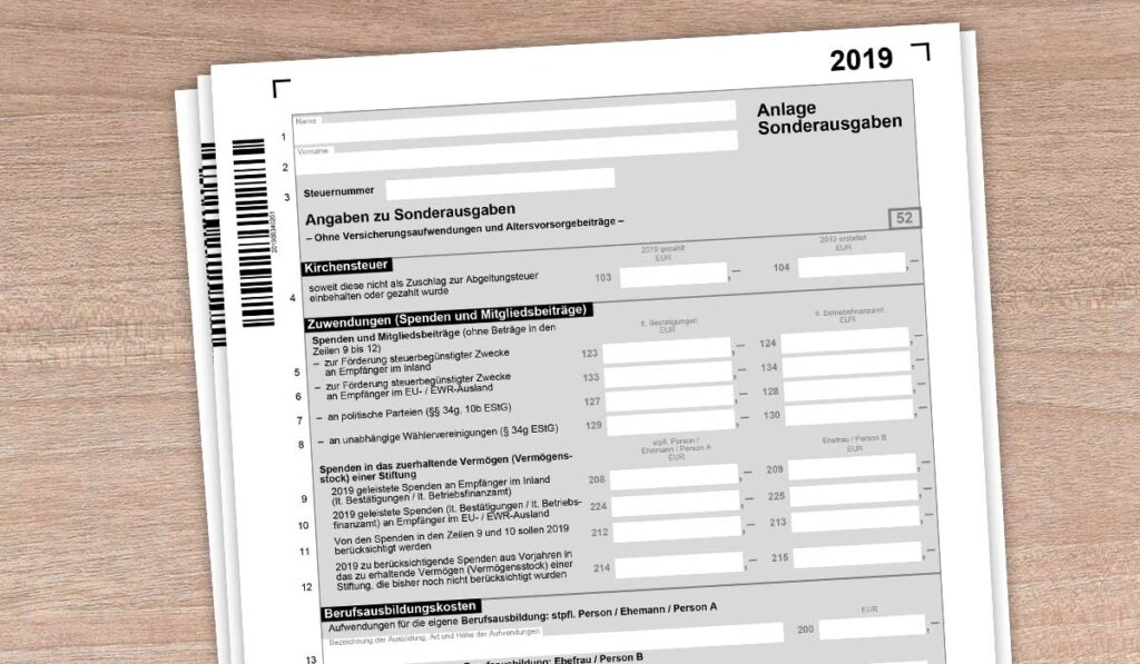 Anlage Sonderausgaben Angaben Zu Sonderausgaben Alex Fischer Dusseldorf