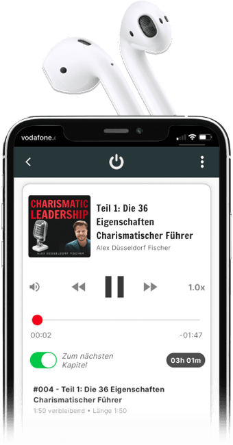 Das Hörbuch „Charismatic Leadership“ auf dem Smartphone macht es einfach, die 36 Eigenschaften charismatischer Führungspersönlichkeiten unterwegs zu lernen. Ideal für Manager und Führungskräfte, die an ihren Leadership-Fähigkeiten arbeiten und eine charismatische Ausstrahlung entwickeln möchten.